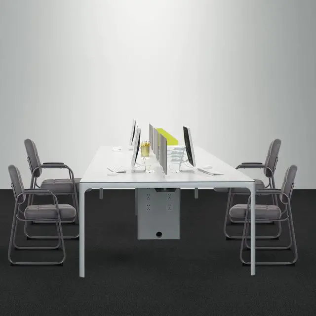 Alt view image 7 of 7 - Classic Reception Chair with Padded Armrests and Sled Base, Ergonomic Guest Chair for Office Conference Waiting Meeting Room, Grey (1 Pack)
