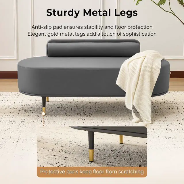 Alt view image 5 of 7 - Waiting Room Bench with Low Back, 53.5" Office Guest Chair, Faux Leather Upholstered Reception Seating, Lobby Bench for Beauty Salon Barbershop Airport Bank Hall Room Conference