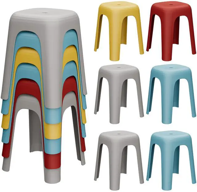 Main image of 6-Pack Stackable Classroom Stools, 18-Inch Nesting Plastic Stools | Portable Backless Stools Offer Flexible Seating for Students and Adults in Classrooms, Offices, Activity Rooms, and Homes