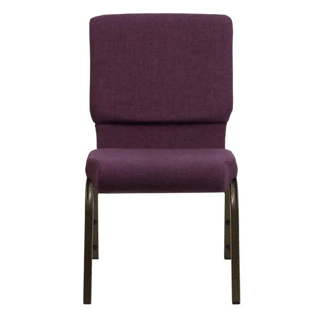 Alt view image 5 of 7 - Plum 18.5" W Stacking Church Chair, 4-Pack | Gold Vein Frame, Fabric Upholstery