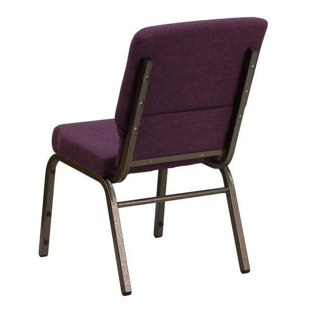 Alt view image 7 of 7 - Plum 18.5" W Stacking Church Chair, 4-Pack | Gold Vein Frame, Fabric Upholstery