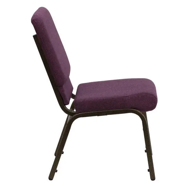 Alt view image 6 of 7 - Plum 18.5" W Stacking Church Chair, 4-Pack | Gold Vein Frame, Fabric Upholstery