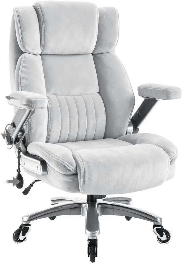 Main image of Fabric 600LBS Heavy Duty Office Chair with 5D Flip Arms for Heavy People,Comfy Cloth Big and Tall Desk Chair with Pocket Spring Cushion,High Back Computer Chair with Adjustable Lumbar Support