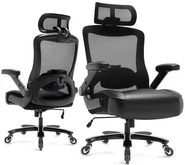 Main image of 600lbs Big and Tall Office Chair, Heavy Duty Executive Computer Desk Chair | 3D Flip Arms, Large Wheels, Ergonomic Design, Extra Wide Seat, Adjustable Lumbar Support&Headrest, Mesh High Back Chair