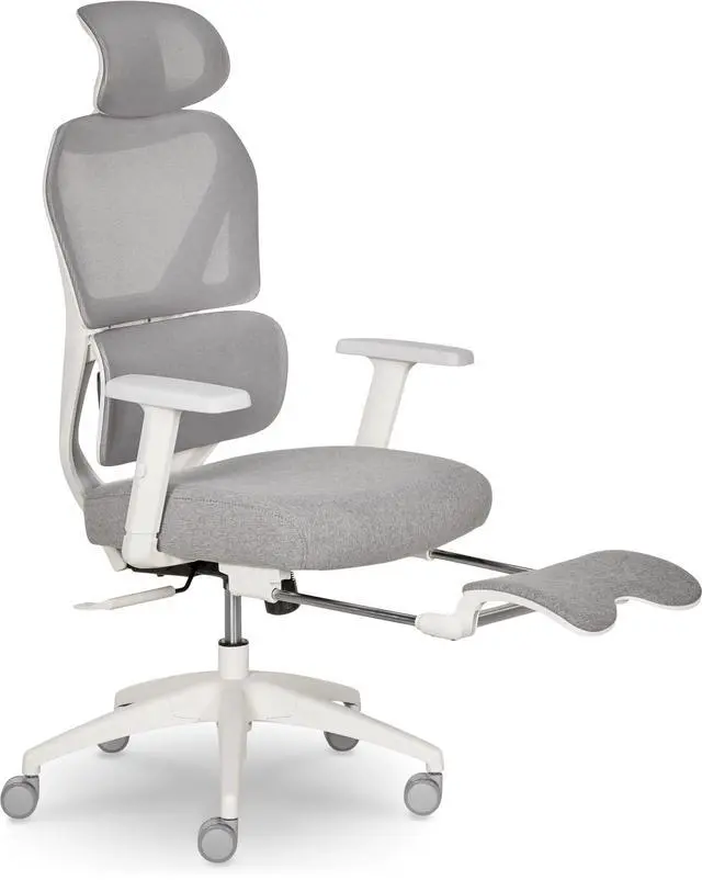 Main image of Sharper Image S-850 Heated Ergonomic Mesh Swivel Executive Massage Chair, Light Gray/White