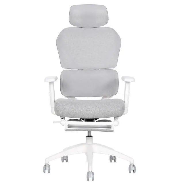 Alt view image 3 of 7 - Sharper Image S-850 Heated Ergonomic Mesh Swivel Executive Massage Chair, Light Gray/White