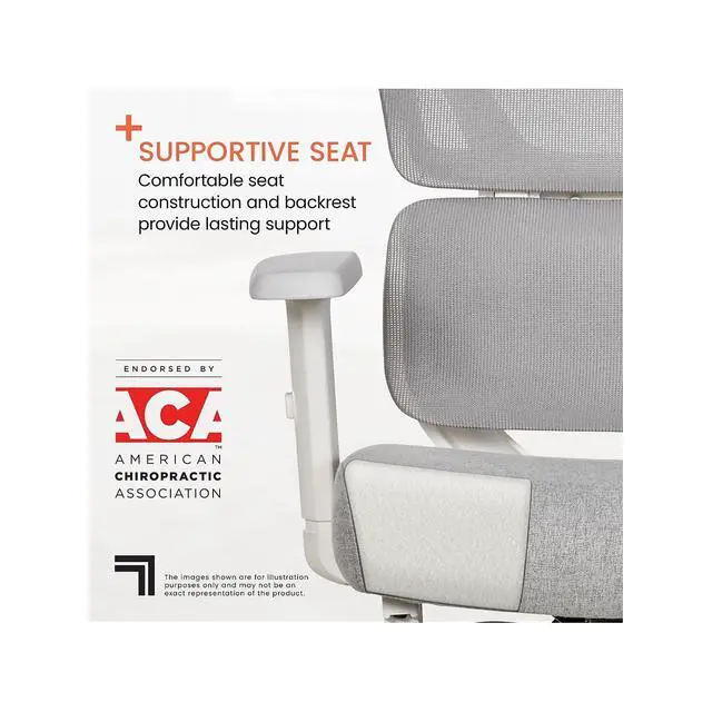 Alt view image 7 of 7 - Sharper Image S-850 Heated Ergonomic Mesh Swivel Executive Massage Chair, Light Gray/White
