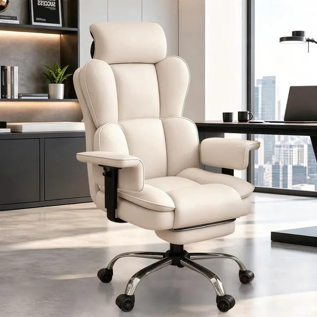 Main image of Big and Tall Office Chair, Heavy Duty Executive Office Desk Chair with Adjustable Armrests and Foot Rest, Leather Computer Gaming Chair for Home Office