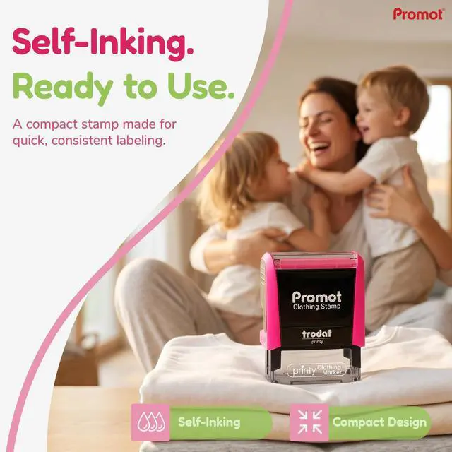 Alt view image 6 of 7 - Clothing Stamp - Personalized Name Stamp for Clothes & Uniforms | Helps Prevent Lost Items, Great For Camps & Care Homes, Wash-Resistant Imprint, Easy One-Press Application, Customizable Text