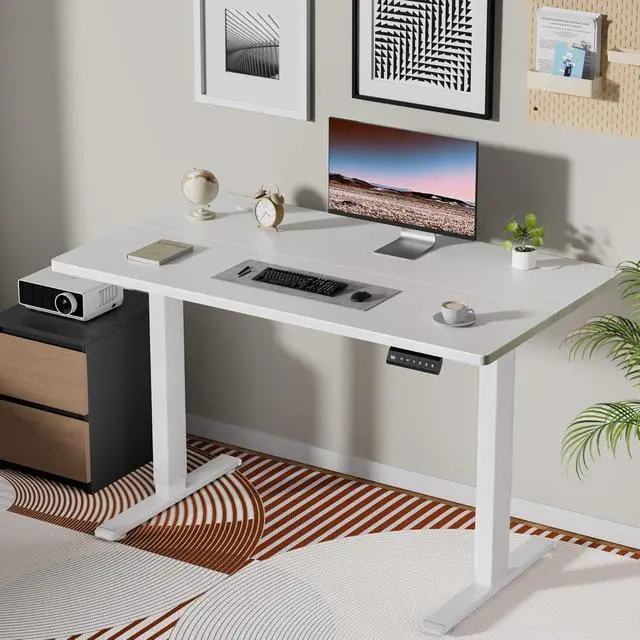 Alt view image 2 of 6 - Dual Motor Electric Standing Desk Frame, Height Adjustable Desk Legs for Max 44" x 70.8" Desktop with 330 LBS Capacity, Ergonomic Sit Stand Up Desk Base for Home Office, White(Frame Only)