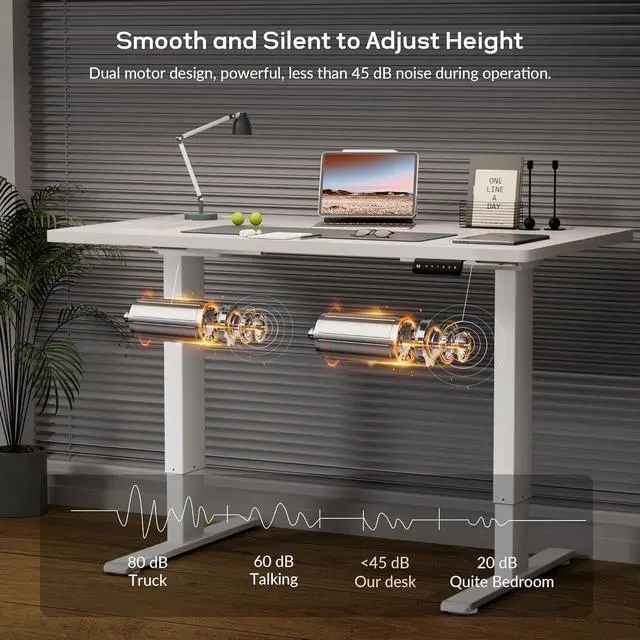 Alt view image 4 of 6 - Dual Motor Electric Standing Desk Frame, Height Adjustable Desk Legs for Max 44" x 70.8" Desktop with 330 LBS Capacity, Ergonomic Sit Stand Up Desk Base for Home Office, White(Frame Only)
