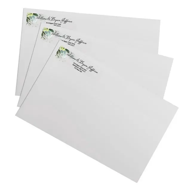 Alt view image 4 of 6 - Clear Floral Greenery Rolled Address Labels / 500 Personalized Return Address Labels/Custom Address Stickers in Elegant Plastic Dispenser