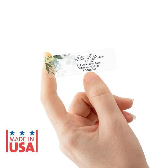 Alt view image 6 of 6 - Clear Floral Greenery Rolled Address Labels / 500 Personalized Return Address Labels/Custom Address Stickers in Elegant Plastic Dispenser