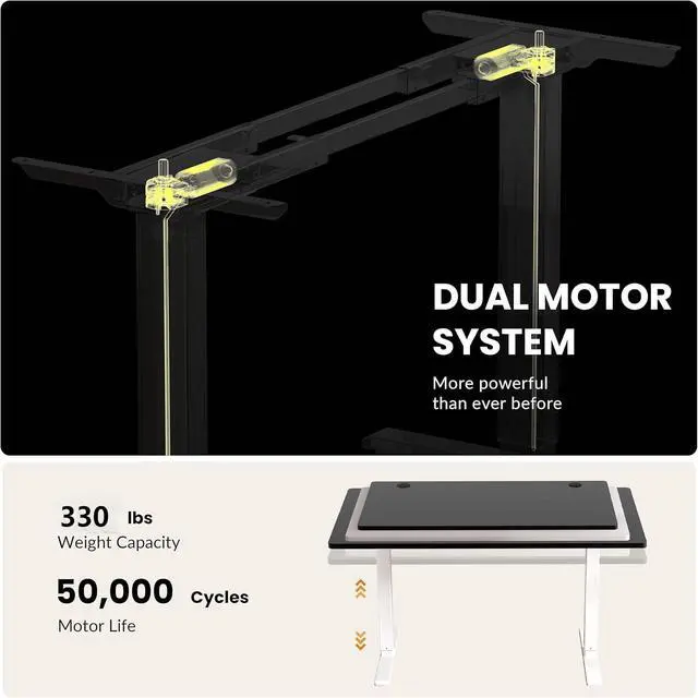 Alt view image 6 of 6 - Dual Motor Electric Standing Desk Frame, Height Adjustable Desk Legs for Max 44" x 70.8" Desktop with 330 LBS Capacity, Ergonomic Sit Stand Up Desk Base for Home Office, White(Frame Only)