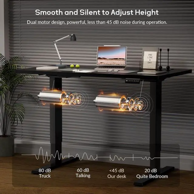 Alt view image 4 of 6 - Dual Motor Electric Standing Desk Frame, Height Adjustable Desk Legs for Max 44" x 70.8" Desktop with 330 LBS Capacity, Ergonomic Sit Stand Up Desk Base for Home Office, Black (Frame Only)