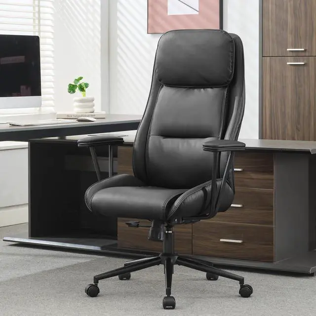 Main image of High Back Office Desk Chair,Ergonomic Reclining Office Chair,Modern Swivel Computer Chair,Conference Room Chairs,Black Leather Chair with Lumbar Support,330lbs (Pure Black)