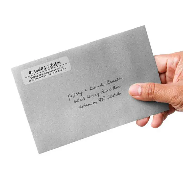 Alt view image 4 of 6 - Clear Mixed Font Rolled Address Labels / 500 Personalized Return Address Labels/Designer Address Stickers in Elegant Plastic Dispenser