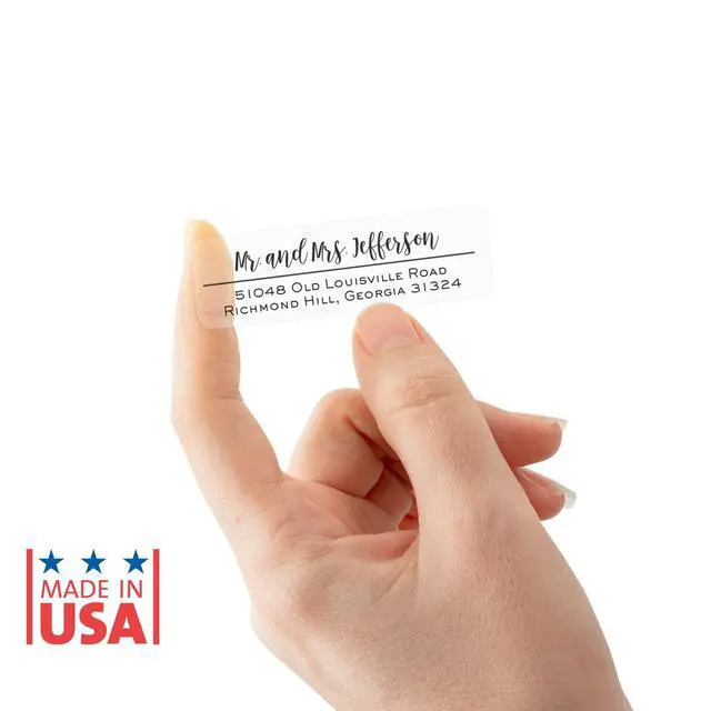 Alt view image 6 of 6 - Clear Mixed Font Rolled Address Labels / 500 Personalized Return Address Labels/Designer Address Stickers in Elegant Plastic Dispenser
