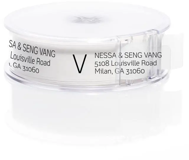 Main image of Clear Monogram Rolled Address Labels / 500 Personalized Return Address Labels/Designer Address Stickers in Elegant Plastic Dispenser