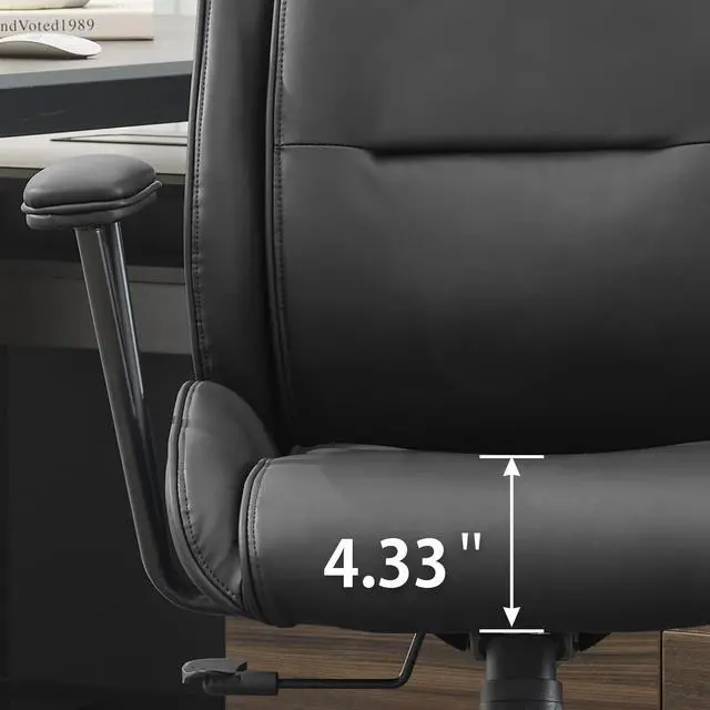 Alt view image 7 of 7 - High Back Office Desk Chair,Ergonomic Reclining Office Chair,Modern Swivel Computer Chair,Conference Room Chairs,Black Leather Chair with Lumbar Support,330lbs (Pure Black)