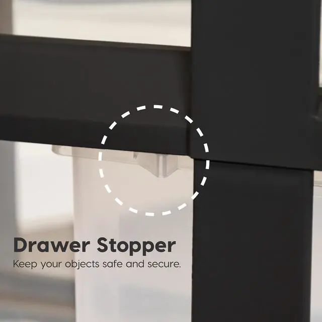Alt view image 6 of 6 - 4-Drawer Rolling Storage Cart, Black/Clear | Keep classroom supplies, teacher essentials, craft materials, and learning tools organized with easy-access drawers