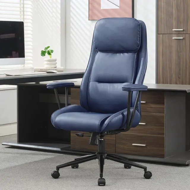 Main image of High Back Office Desk Chair,Ergonomic Reclining Office Chair,Modern Swivel Computer Chair,Conference Room Chairs,Navy Blue Leather Chair with Lumbar Support,330lbs