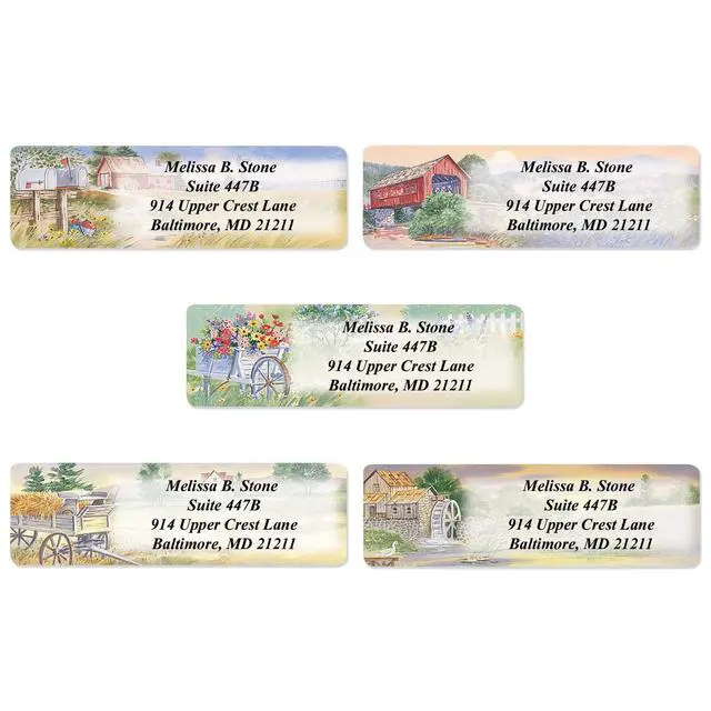 Alt view image 4 of 4 - Rural America Assorted Country Scenes Personalized Return Address Labels with Dispenser - Roll of 250 Custom Labels