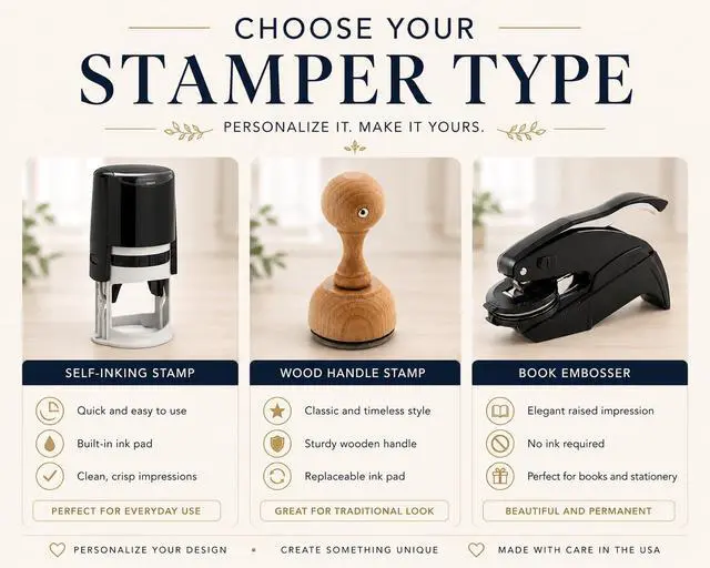 Alt view image 2 of 2 - Custom Logo Stamp Personalized, Self-Inking Logo Stamp, Wood Handle Business Stamp or Embosser, Upload Your Logo, Custom Rubber Stamp for Packaging, Bags, Cards, Envelopes and Small Business Branding