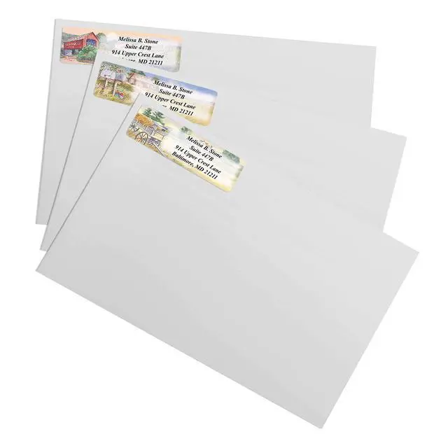 Alt view image 3 of 4 - Rural America Assorted Country Scenes Personalized Return Address Labels with Dispenser - Roll of 250 Custom Labels