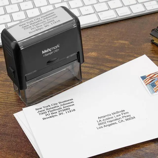 Alt view image 2 of 6 - Custom Self Inking Rubber Stamp - Up to 6 Lines of Text - Choose from 15 Ink Colors - X-Large Size
