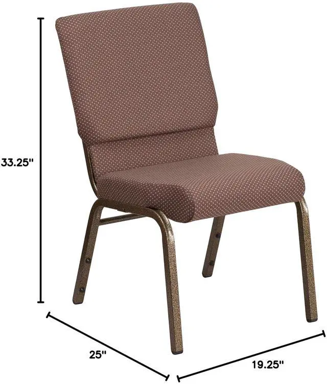 Alt view image 2 of 7 - Brown Dot 18.5" W Stacking Church Chair, 4-Pack | Gold Vein Frame, Fabric Upholstery