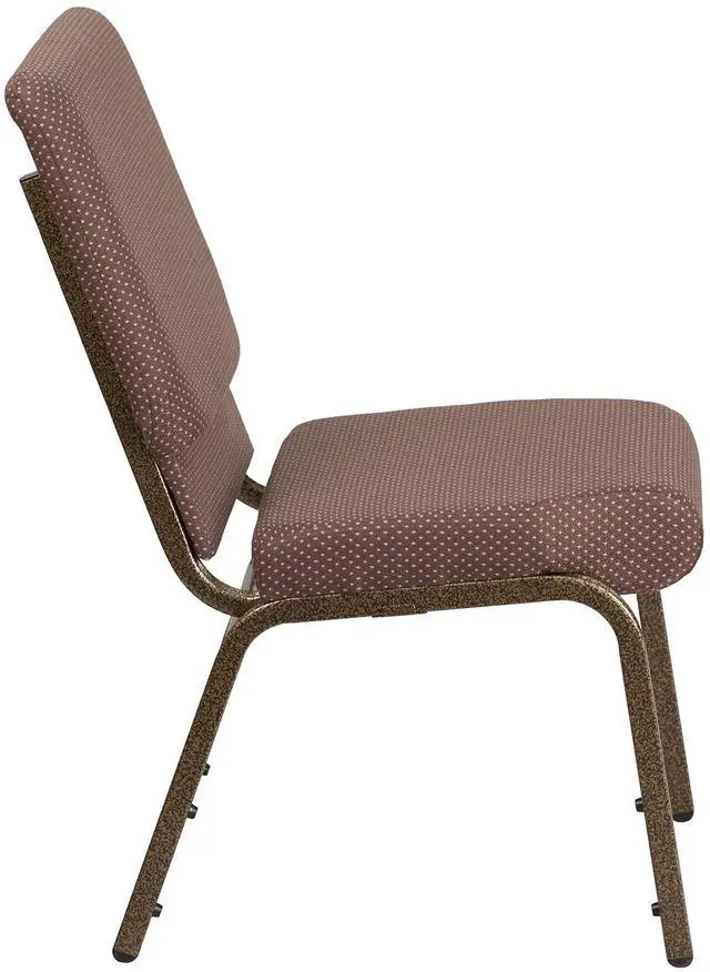 Alt view image 4 of 7 - Brown Dot 18.5" W Stacking Church Chair, 4-Pack | Gold Vein Frame, Fabric Upholstery