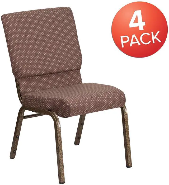 Alt view image 5 of 7 - Brown Dot 18.5" W Stacking Church Chair, 4-Pack | Gold Vein Frame, Fabric Upholstery