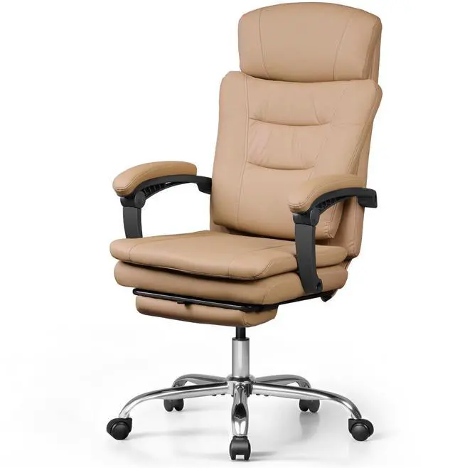 Main image of Executive Leather Home Office Chair with Footrest, High Back and Heavy Duty, Comfortable Big and Tall Ergonomic Desk Chair with Lumbar Support, Comfy Reclining, SGS Class 4 Gas Lift, Brown