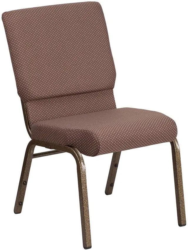 Alt view image 7 of 7 - Brown Dot 18.5" W Stacking Church Chair, 4-Pack | Gold Vein Frame, Fabric Upholstery