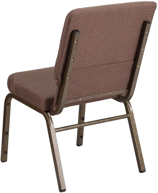 Alt view image 6 of 7 - Brown Dot 18.5" W Stacking Church Chair, 4-Pack | Gold Vein Frame, Fabric Upholstery