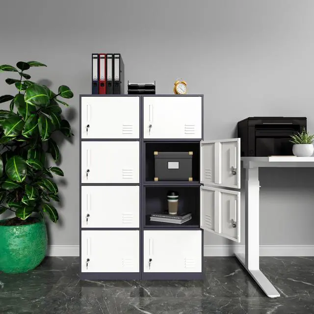 Alt view image 4 of 7 - Metal Storage Cabinet with Lock, Organizer,Steel Locker for Office, Home, Bank, School, Gym,Bedroom,Living Room (Grey, 4 Doors)