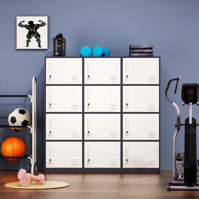 Alt view image 7 of 7 - Metal Storage Cabinet with Lock, Organizer,Steel Locker for Office, Home, Bank, School, Gym,Bedroom,Living Room (Grey, 4 Doors)