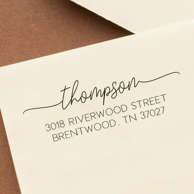 Alt view image 5 of 6 - Custom Return Address Stamp, Personalized Self-Inking Address Stamps | Personalized address stamp self-inking for envelopes & wedding invitations. Housewarming gift. Handmade in USA