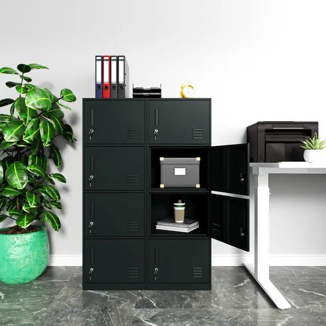 Alt view image 5 of 7 - Metal Storage Cabinet with Lock, Organizer,Steel Locker for Office, Home, Bank, School, Gym,Bedroom,Living Room (Black, 4 Doors)