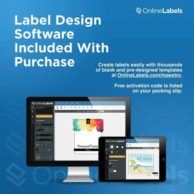 Alt view image 5 of 7 - OnlineLabels 4" x 3.33" Labels - White Matte - Inkjet/Laser - 25 Sheets | Permanent Adhesive, Blank Rectangle Labels, Inkjet and Laser Compatible, Ideal for Shipping, Wine Bottles, & Pallets