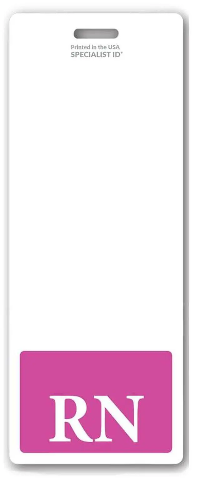 Main image of 5 Pack - Oversized RN Badge Buddy - Vertical Extra Large Badge Buddies for Registered Nurses - 2 1/8 X 5 1/2 Role Identification Badge Backer Card for Nurses- USA Printed by (Hot Pink)