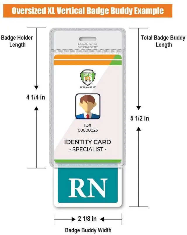 Alt view image 2 of 7 - 5 Pack - Oversized RN Badge Buddy - Vertical Extra Large Badge Buddies for Registered Nurses - 2 1/8 X 5 1/2 Role Identification Badge Backer Card for Nurses- USA Printed by (Teal)