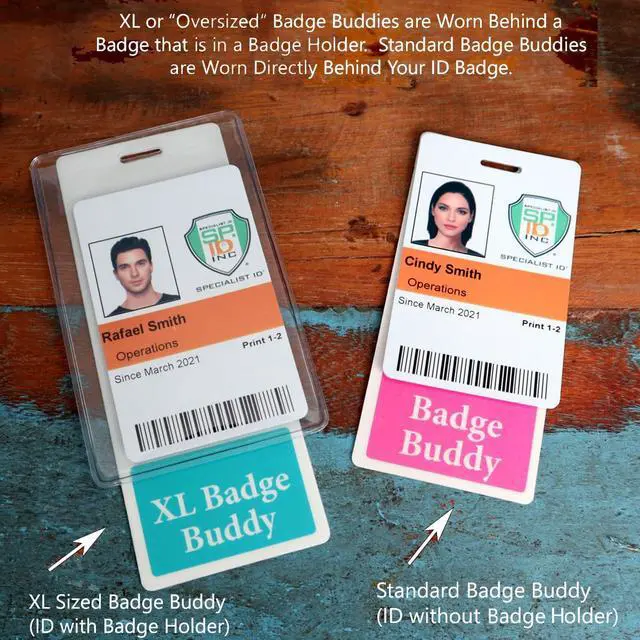 Alt view image 6 of 7 - 5 Pack - Oversized RN Badge Buddy - Vertical Extra Large Badge Buddies for Registered Nurses - 2 1/8 X 5 1/2 Role Identification Badge Backer Card for Nurses- USA Printed by (Red)