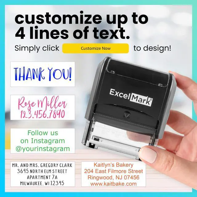 Alt view image 3 of 6 - Self Inking Rubber Stamp with up to 4 Lines of Custom Text (Large)