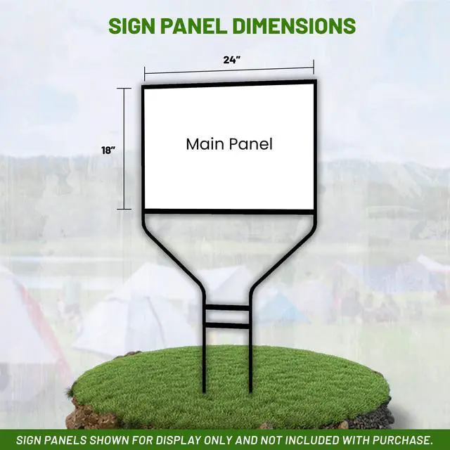 Alt view image 4 of 6 - Real Estate Steel Banjo-Style Rod Sign Frame, 18 x 24 in, Black, 1 Pack | Powder-Coated, Ground Mount, Rust-Resistant, Fits Aluminum & Corrugated Panels, Weighs 9 lbs, 45-in Height, Pointed Legs