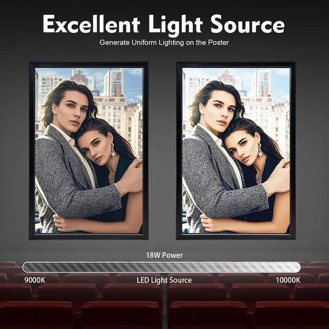 Alt view image 4 of 7 - 27"x40" LED Backlit Poster Frame Movie Poster Frame Art Picture Light Box Advertising Display Frame Movie Poster Light Box Home Theater Wall Mounted for Movie Poster Advertising Display