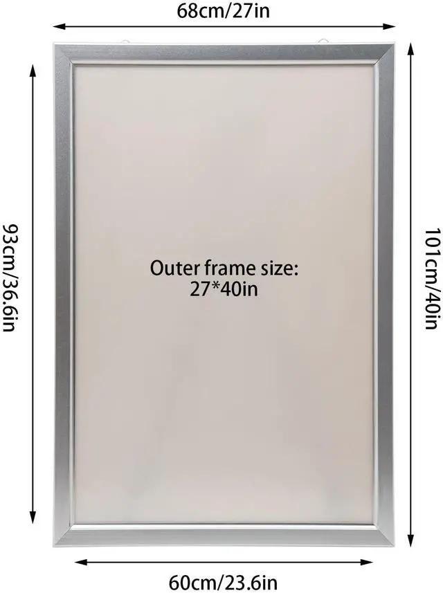 Alt view image 2 of 6 - 27"x40" LED Poster Frame Movie Poster Light Box Art Picture Advertising Display Frame Home Theater Wall Mounted