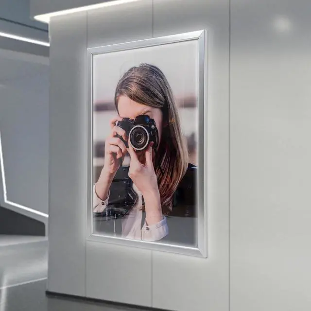 Alt view image 3 of 6 - 27"x40" LED Poster Frame Movie Poster Light Box Art Picture Advertising Display Frame Home Theater Wall Mounted