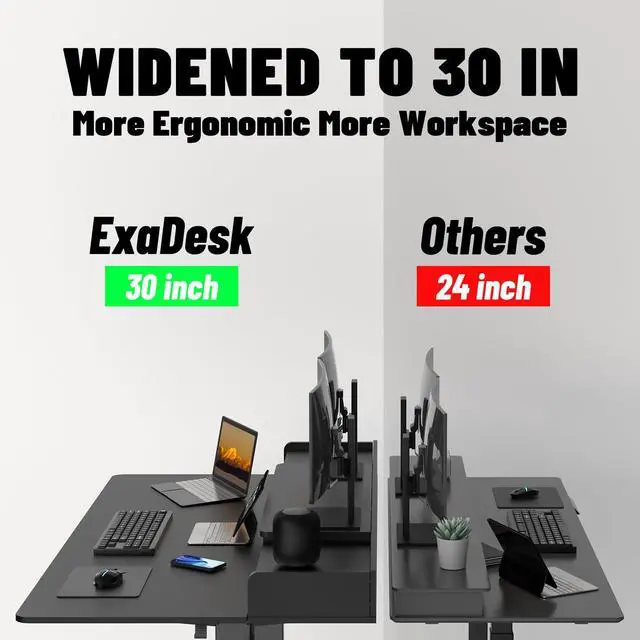 Alt view image 4 of 7 - 63 x 30 Inch Electric Standing Desk with 2 Drawers, Adjustable Height Widened Stand Up Desk with Storage, Sit to Stand Ergonomic Workstation for Home Office, Classic Black